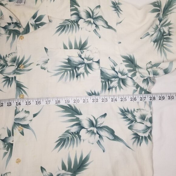 Knightsbridge Men XL Silk Blend Short Sleeve Button Up Hawaiian Ivory Shirt - Picture 11 of 15